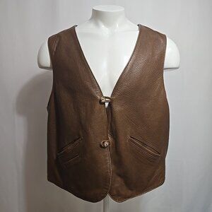 Willis & Geiger Leather Vest Mens Size XL Brown Soft Broken In Western Waistcoat